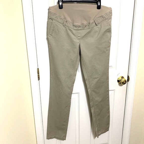 H&M Mama Maternity Khakis. Brown. Dressy. Size 14. 2 Pockets. Work Chinos. Belt. - Picture 1 of 15
